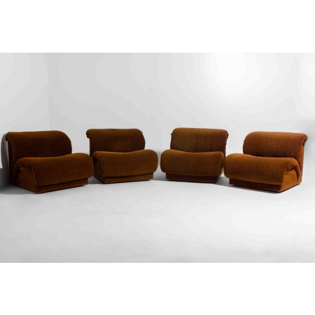 Mid-Century Modern Modular Sofa in Rust Brown Velvet from Doimo, 1970s, Set of 5 For Sale - Image 3 of 17