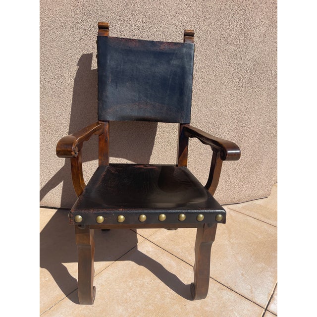 Early 20th Century Old World Spanish Revival Colonial Frailero Armchair For Sale In San Diego - Image 6 of 12