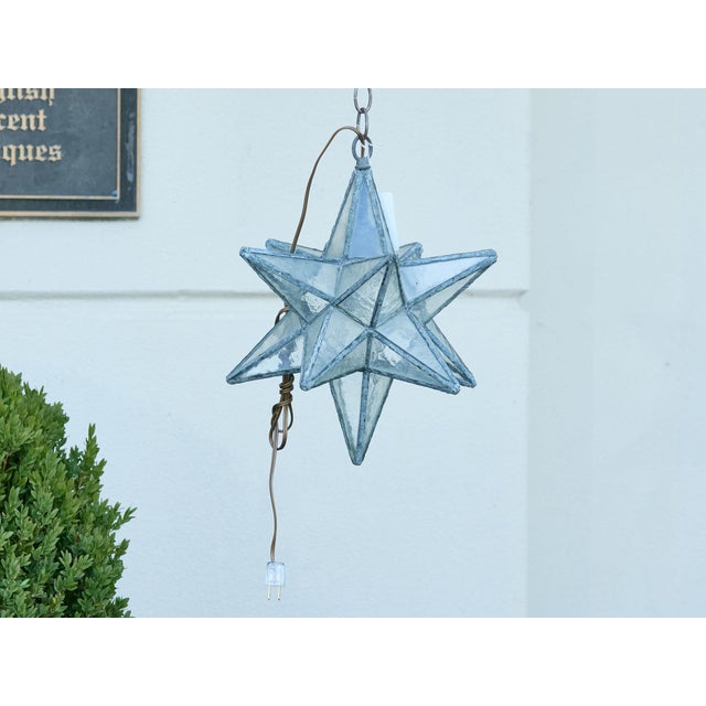 Mid 20th Century Mid 20th Century French Mid Century Modern Star Metal and Glass Light Fixture with Single Bulb For Sale - Image 5 of 12