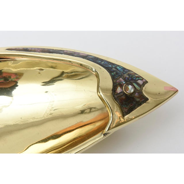 Los Castillo Vintage Abalone, Silver Plate and Brass Fish Bowl, 1950's, Restored For Sale - Image 4 of 10