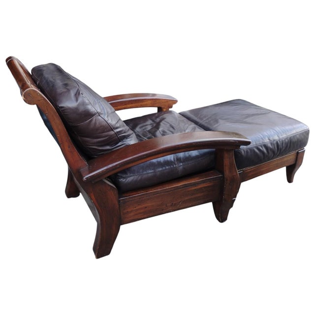 1970s Vintage Classic Comfort & Robust, Rustic Design of Vintage Cibola Full Grain Italian Leather Armchair & Ottoman For Sale - Image 5 of 12