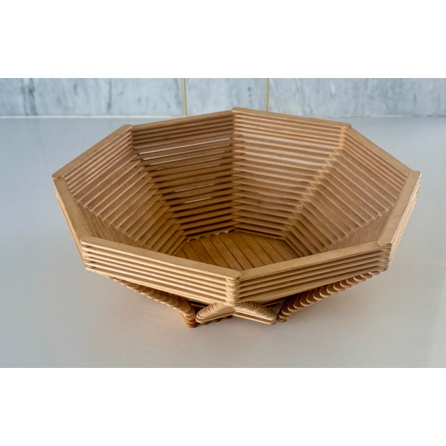 Vintage Tramp Art Style Octagonal Popsicle Stick Catchall Bowl For Sale - Image 10 of 10