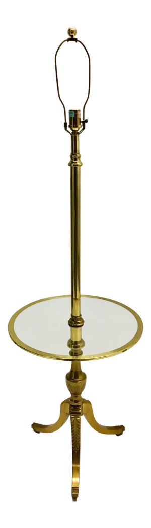 Vintage Brass Floor Lamp With Table