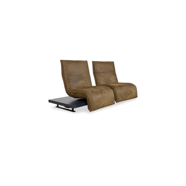 Modern Free Motion Epos Leather Two-Seater Olive Green Mustard Electric Function Sofa from Koinor For Sale - Image 3 of 18