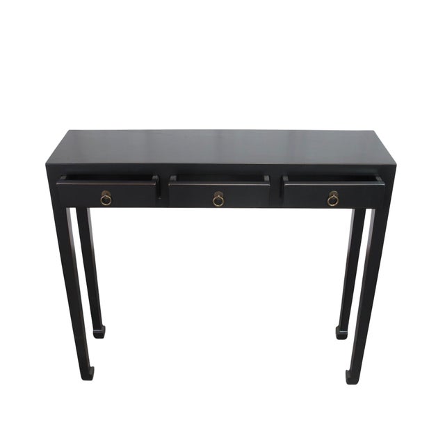 Black Vintage Chinese 37" Long 3-Drawer Console Table For Sale - Image 9 of 9