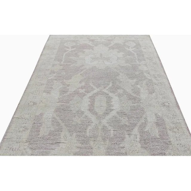 Textile Handwoven Light Pink/Green Oushak Style Area Rug 2'9" X 6'10" For Sale - Image 7 of 12