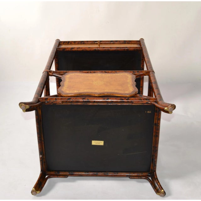 20th Century Maitland-Smith Faux Tortoise Bamboo Brass Pull Stand Magazine Racks For Sale - Image 10 of 13