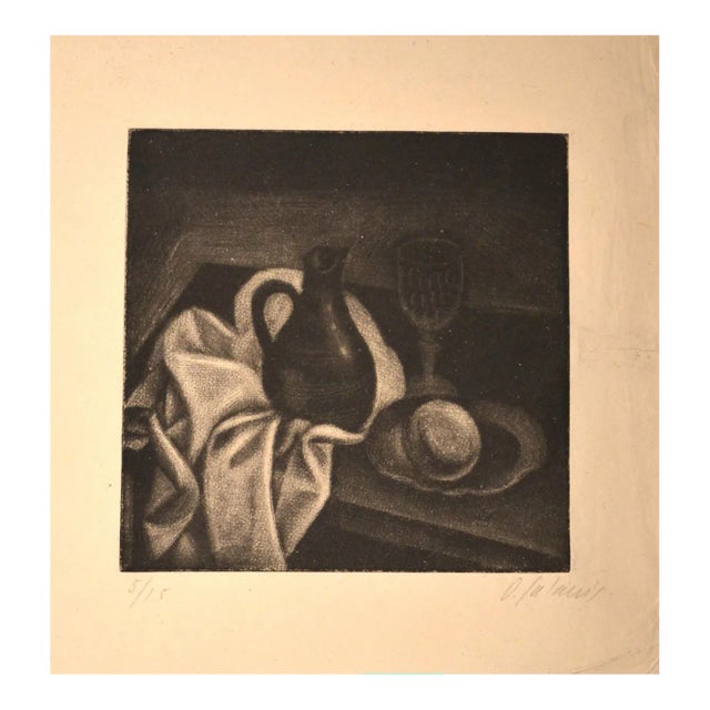 Nature Morte au Pichet - Original Manière Noir by Demetrios Galanis - 1925 ca. 1925 ca. For Sale