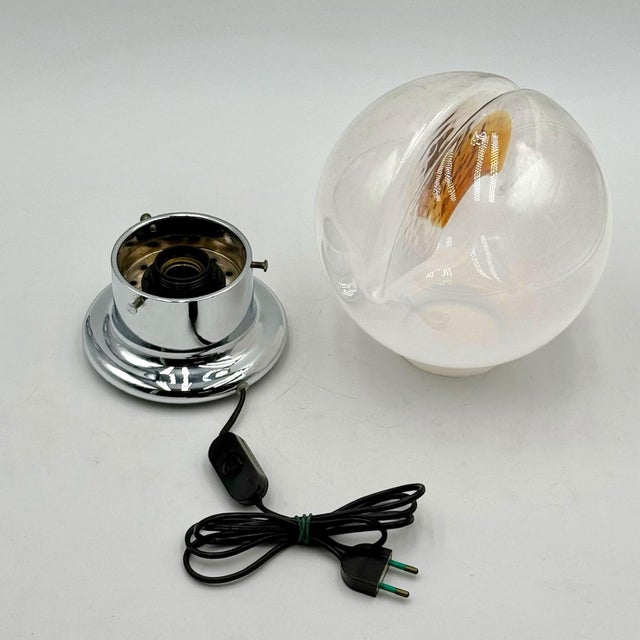 Table Lamp in Glass and Chrome Metal with Orange Accents, 1970s For Sale - Image 6 of 11