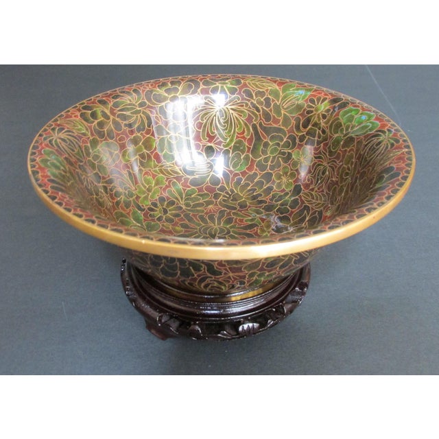 Dark Green 1970s Chinese Cloissone Ware Bowl For Sale - Image 8 of 8