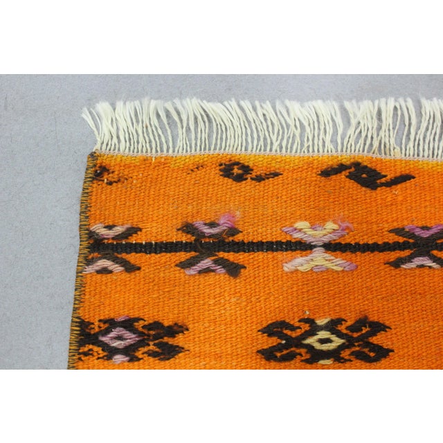 1970s Southwestern Style Handmade Pumpkin Orange Turkish Kilim Area Rug For Sale In Sacramento - Image 6 of 11