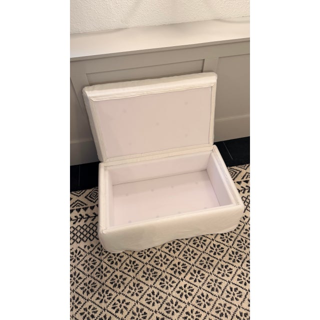 2020s Ever White Slipcovered Storage Nursery Ottoman by Leanne Ford For Sale - Image 5 of 6