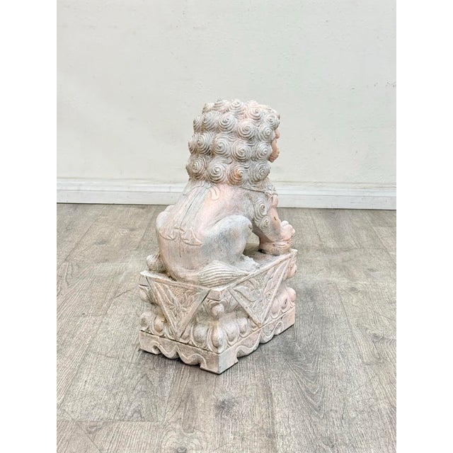 Stone Pair of Marble Foo Dogs For Sale - Image 7 of 8