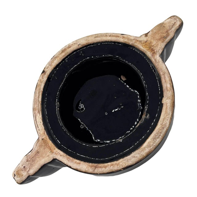 1950s Rare Black Stepped Streamline Art Deco Ceramic Ashtray For Sale In Los Angeles - Image 6 of 6