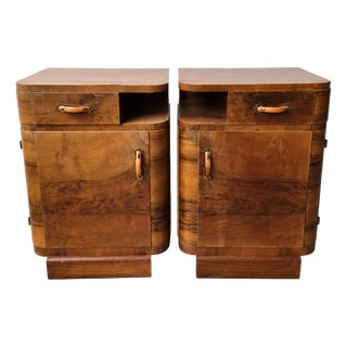 Art Deco Burl Bedside Tables, 1930, Set of 2 For Sale