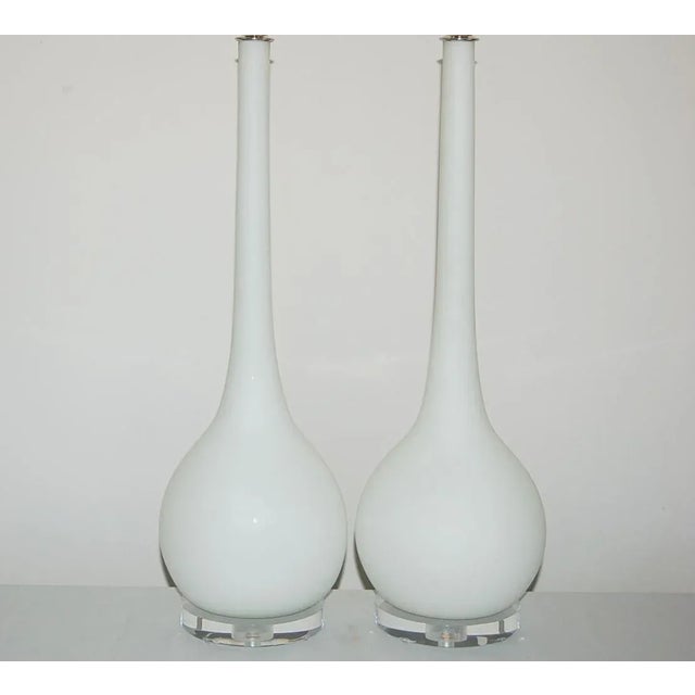 Our vintage Ventian glass Long Neck table lamps are a popular choice for their slim, contemporary silhouette. This pair is...