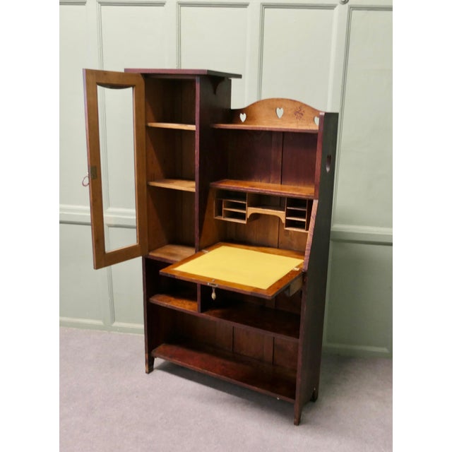 Wood Arts and Crafts Golden Oak Bookcase, 1890 For Sale - Image 7 of 8