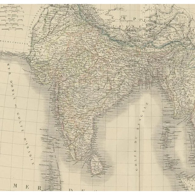 Antique Map of India and Ceylon by Lapie, 1842 For Sale - Image 3 of 5
