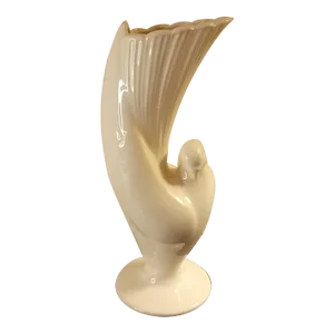 1980s Mid-Century Modern White Porcelain Dove Bud Vase