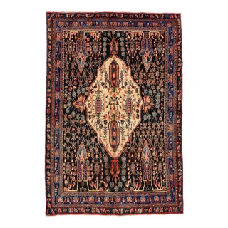 1960s Multicolored Vintage Bidjar Persian Wool Rug With Medallion Motif For Sale