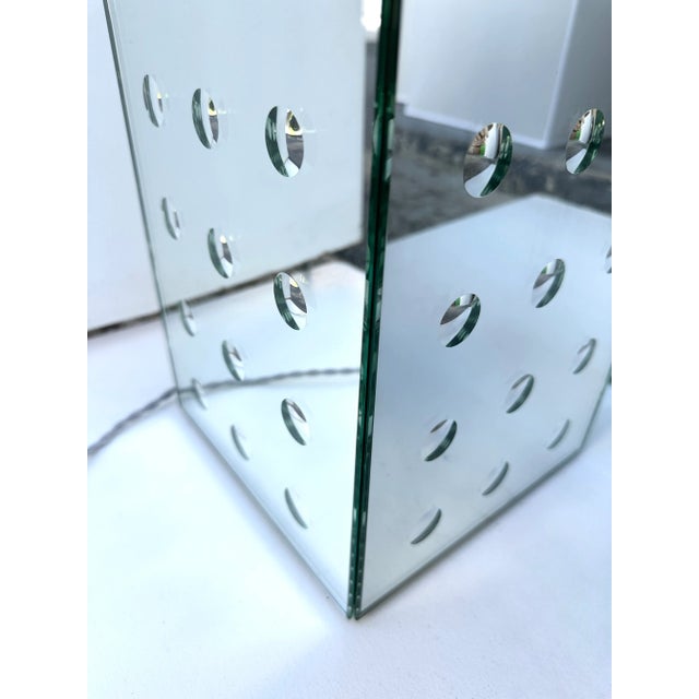 Contemporary Pair of Silver Optical Murano Glass Lamps by Roberto Rida, Italy For Sale - Image 10 of 12