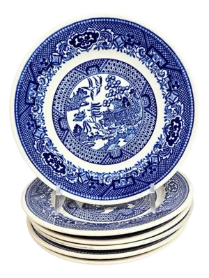Blue Willow China Dessert Plates- Set of Six