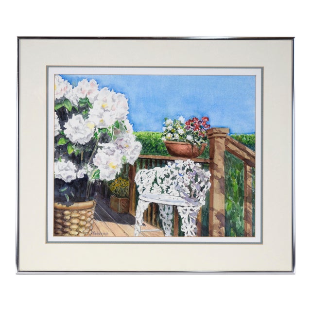 Back Porch - Santa Cruz California Landscape in Watercolor on Paper by Harry Federico For Sale