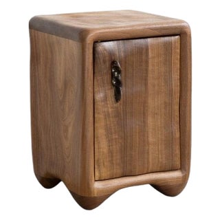 Walnut and Glazed Ceramic Nightstand by Alexander Knysch For Sale