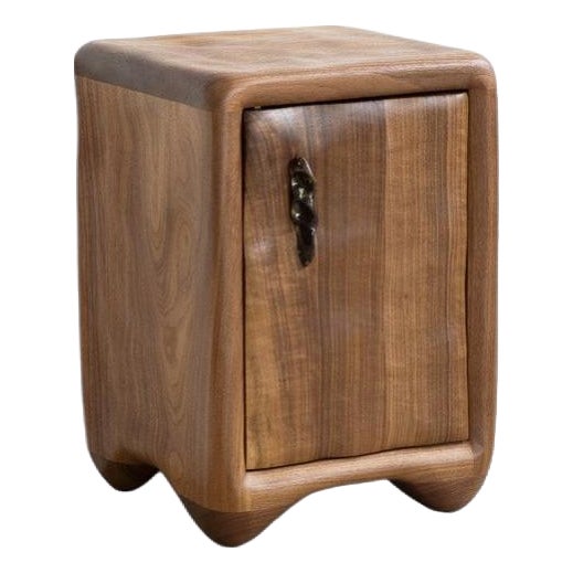Walnut and Glazed Ceramic Nightstand by Alexander Knysch For Sale