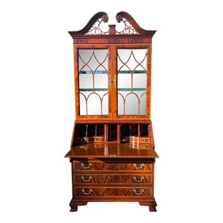 Late 20th Century Federal Style Mahogany Secretary Desk by Councill Craftsmen, Secret Compartment For Sale