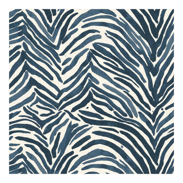 Swatch for Sylvan Ottoman in Blue Washed Zebra For Sale