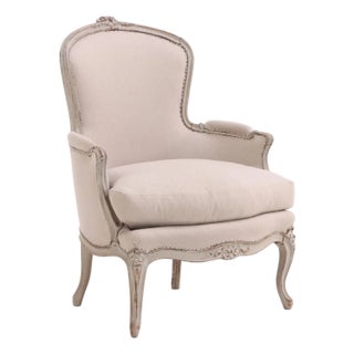 A French Louis XV Painted & Carved Bergere, C. 1920. For Sale