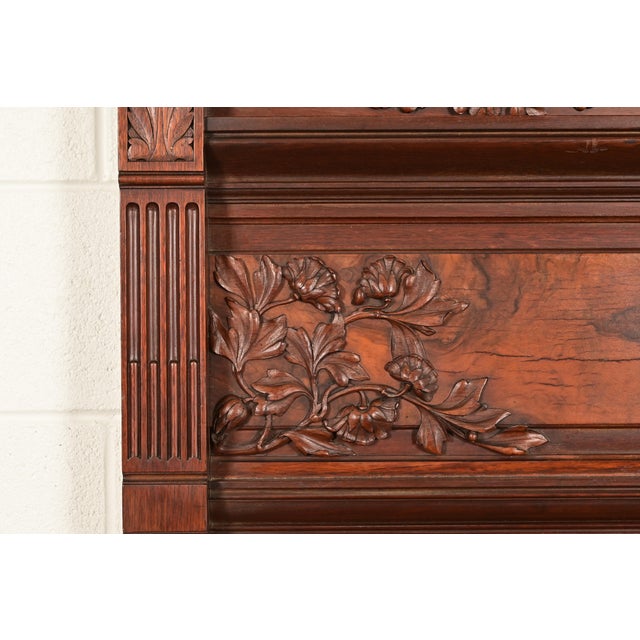 Brown Bernheimer Collection Antique Eastlake Victorian Carved Walnut and Burl Wood Queen Size Bed, Circa 1880s For Sale - Image 8 of 11
