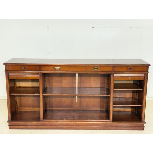 English Style Mahogany Office Sideboard with Roll-Up Doors, 1960s For Sale - Image 4 of 12