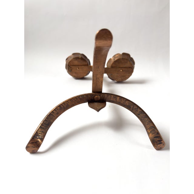 Antique Arts & Crafts Copper Double Pricket Candlestick, C. 1900–1930, Brutalist Style For Sale - Image 17 of 18