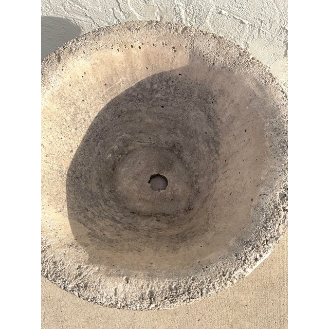 Sculpture Materials Vintage Boho Cast Concrete Ribbed Planter For Sale - Image 7 of 7