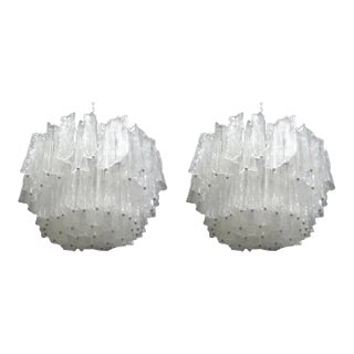 Pair of Large Mid-Century Modern Italian Murano Chandeliers Attributed to Venini For Sale