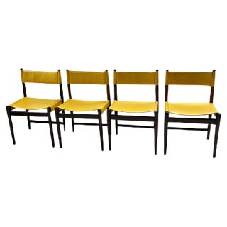 Rosewood and Leather Dining Chairs by Arne Vodder for Sibast, 1950s, Set of 4 For Sale
