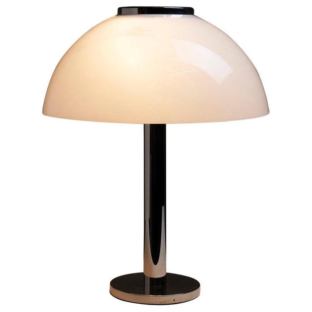 German Mushroom Table Lamp with Chrome Base & Acrylic Shade from Beisl Leuchte, 1970s For Sale - Image 16 of 16