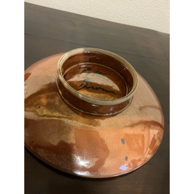 Large Signed Potters Brown Studio Art Pottery Centerpiece Bowl For Sale In Dallas - Image 6 of 12