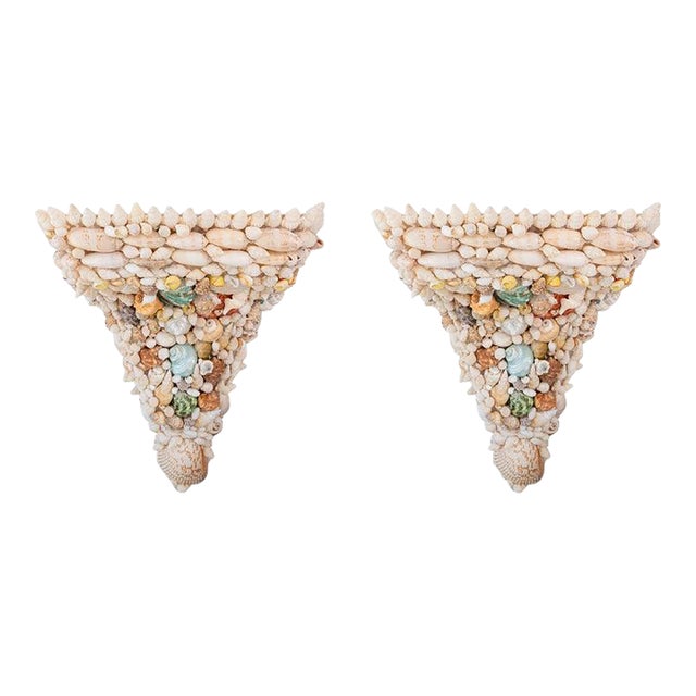 Pair of Shell-Encrusted Wall Brackets For Sale