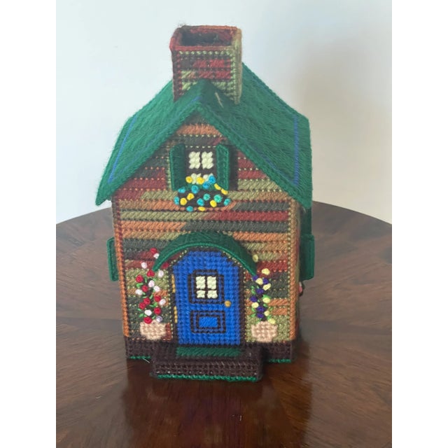 Blue Two Vintage Handmade Textile Art Tissue Covers For Sale - Image 8 of 9