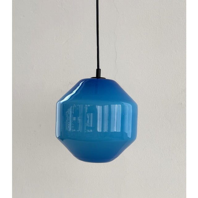 Italian Murano Glass Pendant Light in Blue by Vistosi, 1970s For Sale - Image 3 of 13