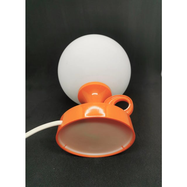 1970s Space Age Orange Table Lamp, Richard Essig Design Bedside Lamp Frosted Glass & Plastic For Sale - Image 6 of 9
