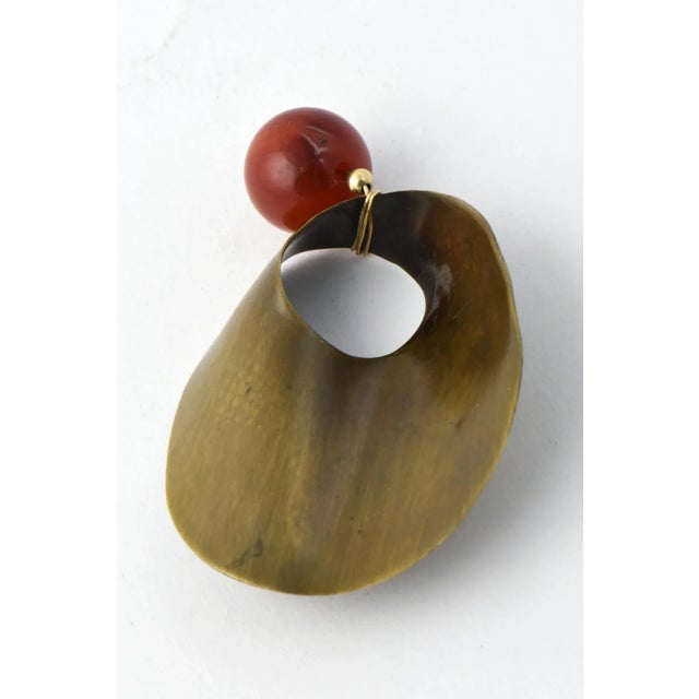 Modern Mexican Modernist Carnelian Sterling Silver Brooch For Sale - Image 3 of 5