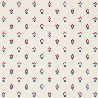 Schumacher Moira Wallpaper In Blue & Red For Sale