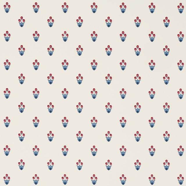 Schumacher Moira Wallpaper In Blue & Red For Sale