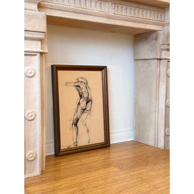 1960s Standing Figure, Study in Motion - Charcoal Study For Sale - Image 4 of 4