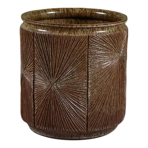 David Cressey & Robert Maxwell for Earthgender “Sunburst” Planter With Taupe Speckle Glaze