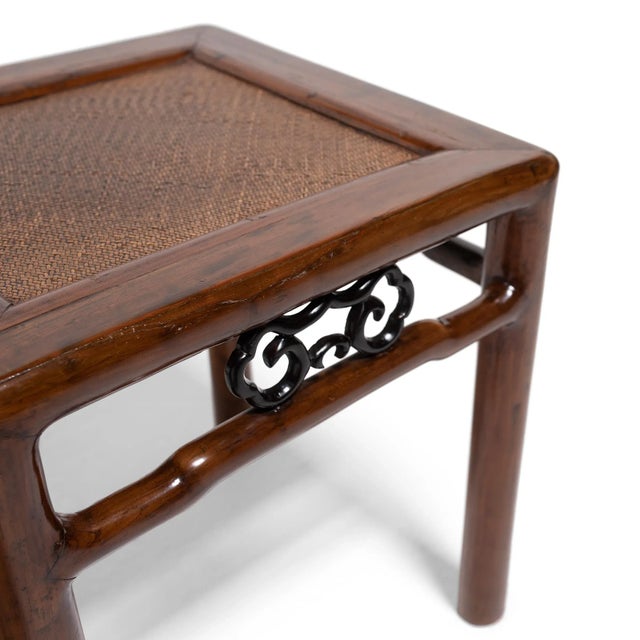 Pair of Fine Chinese Woven Top Square Stools, C. 1850 For Sale In Chicago - Image 6 of 8